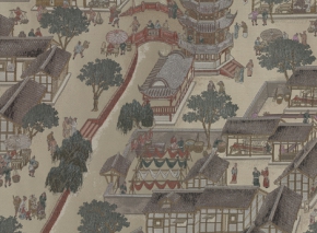 國家博物館收藏蜀錦作品《交子行市圖》